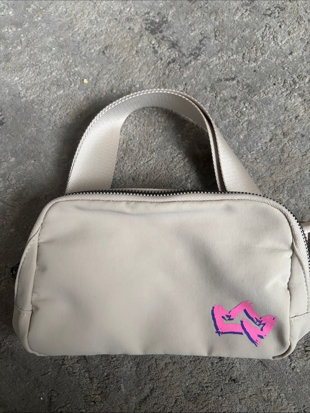 Cream Mini Handbag with Pink Accent